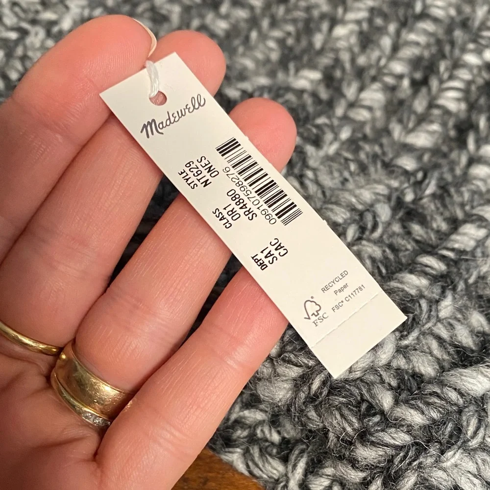 NWT Madewell Marled Alpaca Wool Blend Chunky Cozy Gray and Black Beanie